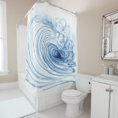 Waterverf Blauwe Golf Modern Contemhedendaags stra Douchegordijn (In situ)