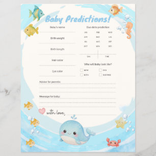 Waterverf Blauwe Golf Walvis Baby Voorspellingen Flyer