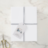 Waterverf Blauwe Golfkar Golfers Cadeaulabel (Met Touw)