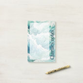 Waterverf blauwe golven aangepaste naam post-it® notes (Op bureau)