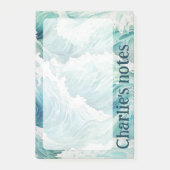 Waterverf blauwe golven aangepaste naam post-it® notes (Voorkant)