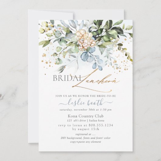 Waterverf Blauwe gom Eucalyptus Vrijgezellenfeest Kaart (Voorkant)