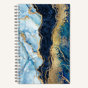Waterverf blauwe gouden       marmer-laptop notitieboek