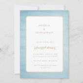 Waterverf Blauwe & goudrepetitie Inbeluitnodiging Kaart (Voorkant)