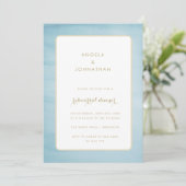 Waterverf Blauwe & goudrepetitie Inbeluitnodiging Kaart (Staand voorkant)