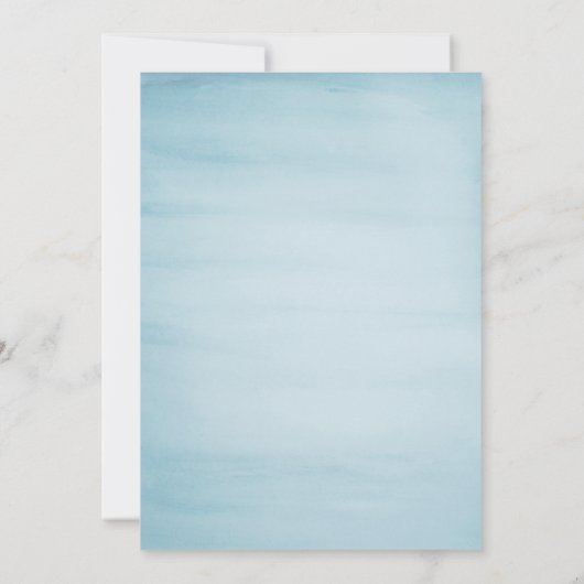 Waterverf Blauwe & goudrepetitie Inbeluitnodiging Kaart (Achterkant)