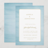 Waterverf Blauwe & goudrepetitie Inbeluitnodiging Kaart (Voorkant / Achterkant)