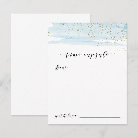 Waterverf Blauwe & goudvrije tijd Capsule Kaarten (Voorkant / Achterkant)
