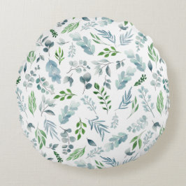 Waterverf Blauwe Groene Botanische Eucalyptusolie Rond Kussen