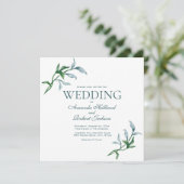 Waterverf Blauwe Groene Floral Elegant Wedding Kaart (Staand voorkant)
