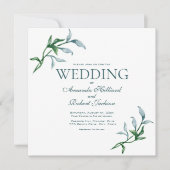 Waterverf Blauwe Groene Floral Elegant Wedding Kaart (Voorkant)