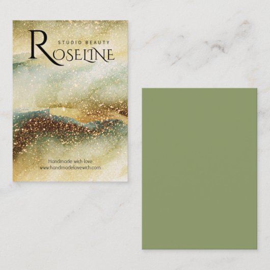 Waterverf Blauwe groene glitter jewlery Display Visitekaartje (Voorkant / Achterkant)