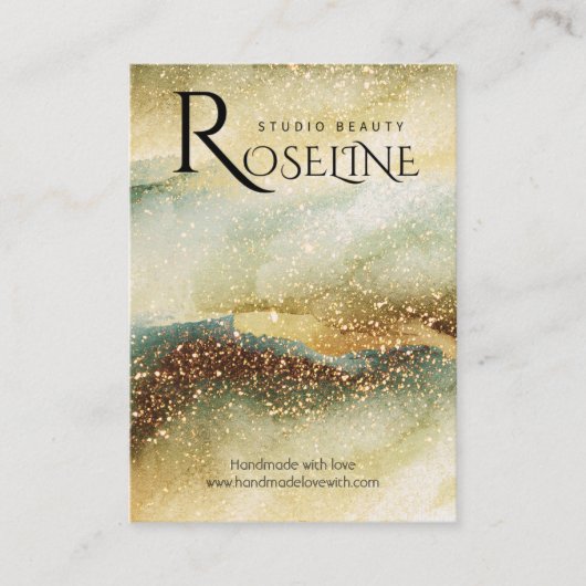 Waterverf Blauwe groene glitter jewlery Display Visitekaartje (Voorkant)