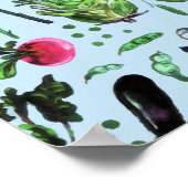 Waterverf  blauwe groene groenten in de tuinbouw poster (Hoek)