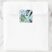 Waterverf  blauwe groene groenten in de tuinbouw vierkante sticker (Tas)