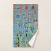 Waterverf Blauwe Groovy Abstracte Retro Atoomgolve Bad Handdoek (Handdoek)