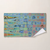 Waterverf Blauwe Groovy Abstracte Retro Atoomgolve Bad Handdoek (Handdoek)