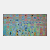 Waterverf Blauwe Groovy Abstracte Retro Atoomgolve Bureaumat (Voorkant)