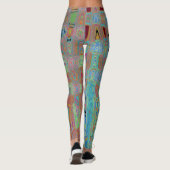 Waterverf Blauwe Groovy Abstracte Retro Atoomgolve Leggings (Achterkant)