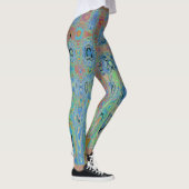 Waterverf Blauwe Groovy Abstracte Retro Atoomgolve Leggings (Rechts)