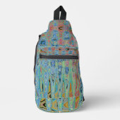 Waterverf Blauwe Groovy Abstracte Retro Atoomgolve Sling Bag (Voorkant)
