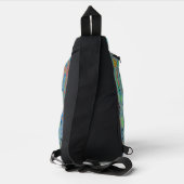 Waterverf Blauwe Groovy Abstracte Retro Atoomgolve Sling Bag (Achterkant)