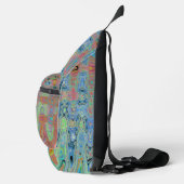 Waterverf Blauwe Groovy Abstracte Retro Atoomgolve Sling Bag (Rechts)