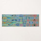 Waterverf Blauwe Groovy Abstracte Retro Atoomgolve Yogamat (Voorkant (horizontaal))