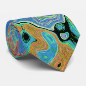 Waterverf Blauwe Groovy Abstracte Retro Vloeibare Stropdas (Opgerold)