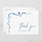 Waterverf blauwe hand getekende boog dank u briefkaart (Voorkant / Achterkant)