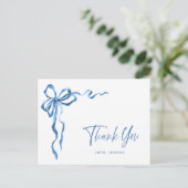 Waterverf blauwe hand getekende boog dank u briefkaart (Staand voorkant)