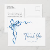 Waterverf blauwe hand getekende boog dank u briefkaart (Voorkant / Achterkant)