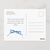 Waterverf blauwe hand getekende boog dank u briefkaart (Achterkant)