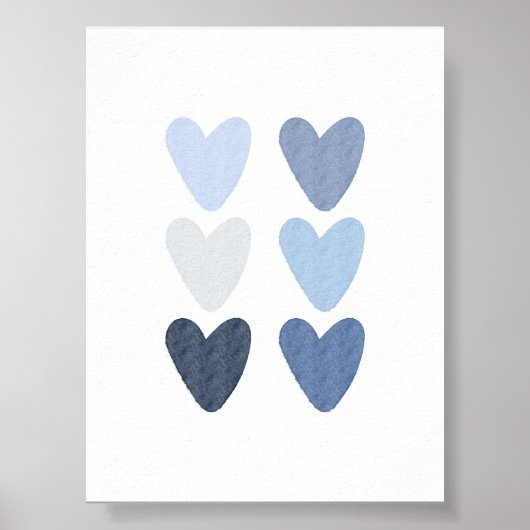 waterverf blauwe harten print (Voorkant)