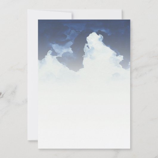 Waterverf Blauwe Hemel en Wolken Huwelijksuitnodig Kaart (Achterkant)