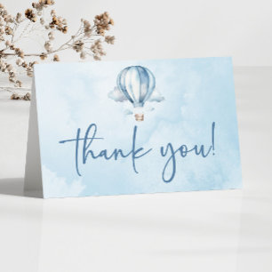 Waterverf Blauwe Hete Luchtballon Baby shower Bedankkaart