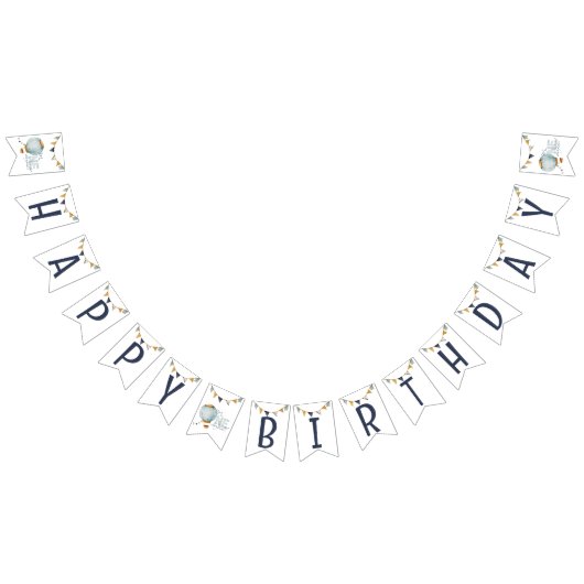 Waterverf Blauwe Hete Luchtballon Bunting Flags Vlaggetjes (Alle)