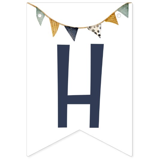 Waterverf Blauwe Hete Luchtballon Bunting Flags Vlaggetjes (Tweede vlag)