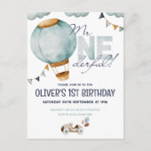 Waterverf Blauwe Hete Luchtballon Mr. ONEderful Bo Briefkaart (Voorkant)