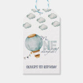 Waterverf Blauwe Hete Luchtballon Mr. ONEderful Bo Cadeaulabel (Voorkant)