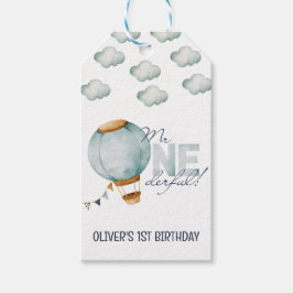 Waterverf Blauwe Hete Luchtballon Mr. ONEderful Bo Cadeaulabel