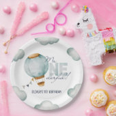 Waterverf Blauwe Hete Luchtballon Mr. ONEderful Bo Papieren Bordje (Feest)