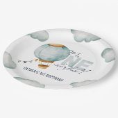 Waterverf Blauwe Hete Luchtballon Mr. ONEderful Bo Papieren Bordje (Gekanteld)