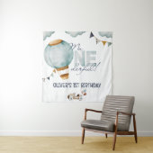 Waterverf Blauwe Hete Luchtballon Mr. ONEderful Bo Wandkleed (In situ)