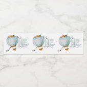 Waterverf Blauwe Hete Luchtballon Mr. ONEderful Bo Waterfles Etiket (Enkel label)