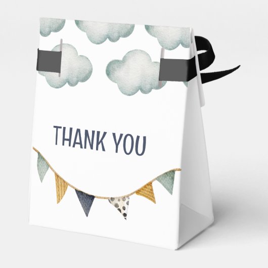 Waterverf Blauwe Hete Luchtballon Papier Favor Box Bedankdoosjes (Achterkant)