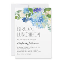 Waterverf Blauwe Hortensia Bloem Bruiloft Luncheon