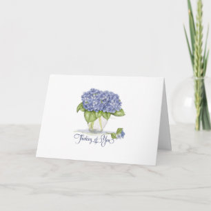 Waterverf Blauwe Hortensia Bloemen Denken aan jou Kaart