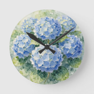 Waterverf Blauwe Hortensia Boeket Ronde Klok