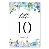 Waterverf Blauwe Hortensia en Roos bruiloft Kaart (Achterkant)